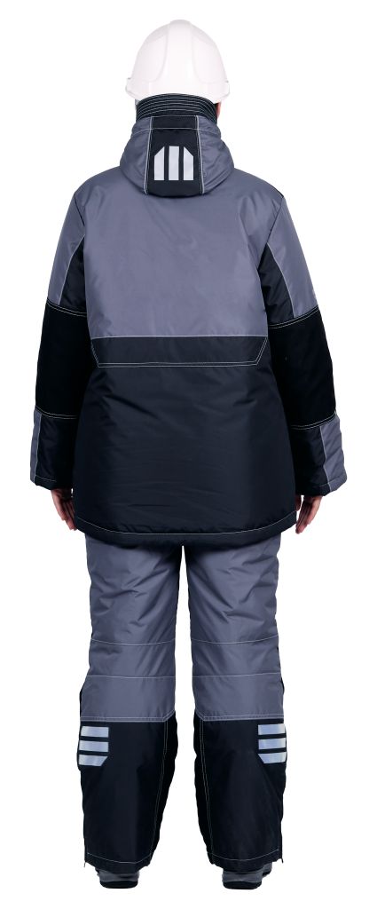 Куртка ЭДВАНС женская утеплённая, серый-т.серый-лимонная отделка